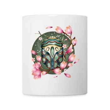 exotisches afrikanisches Krabbeltier mit Magnolien - Tasse - Weiß - Vorne