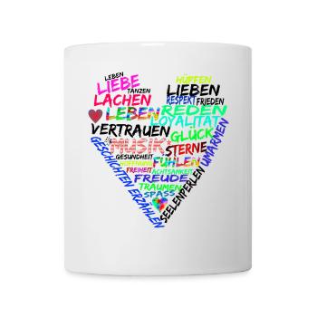 Text Herz Leben Liebe Frieden - Tasse - Weiß - Vorne