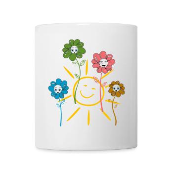 Sonne mit Blumen Frühling - Tasse - Weiß - Vorne