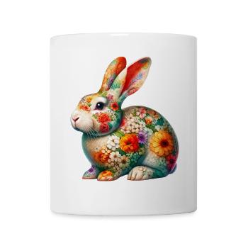 Lapin décoré de fleurs - Mug blanc - blanc - Devant