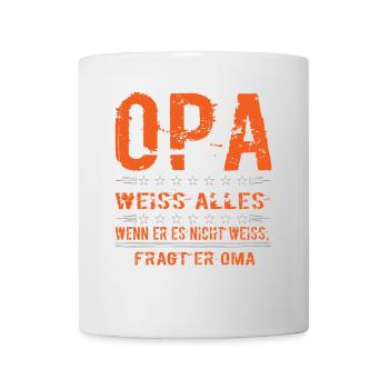 Lustiges Opa T-Shirt - Opa weiß alles - Tasse - Weiß - Vorne