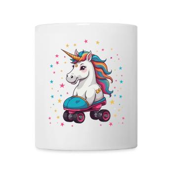 Licorne drôle de patin à roulettes - Mug blanc - blanc - Devant