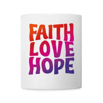 faith love hope (6) Glaube Liebe Hoffnung (farbig) - Tasse - Weiß - Vorne