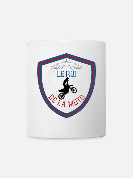 Le roi de la moto, blason écusson gagnant. - Mug blanc - blanc