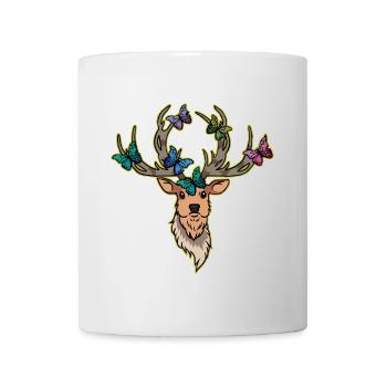 Deer Butterflies Deer Head Spring - Mug - white - Front