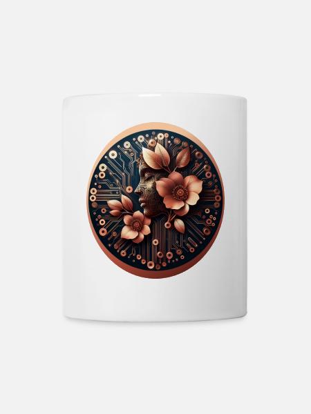 Bio Technologie KI Design Blumen - Tasse - Weiß