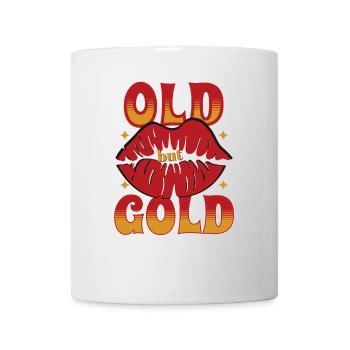 Vieux mais doré avec des lèvres rouges à bouche de baiser - Mug blanc - blanc - Devant