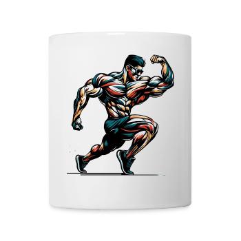 Bodybuilder musclé en pose pour la salle de sport - Mug blanc - blanc - Devant