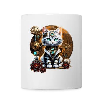 A cute little steampunk-style kitten - Mug - white - Front