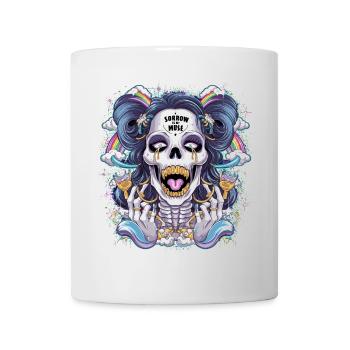 Glitzernder Skelettschädel mit Regenbogen - Tasse - Weiß - Vorne