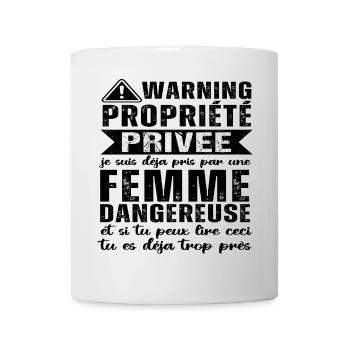 Warning propriété privée humour couple St Valentin - Mug blanc - blanc - Devant