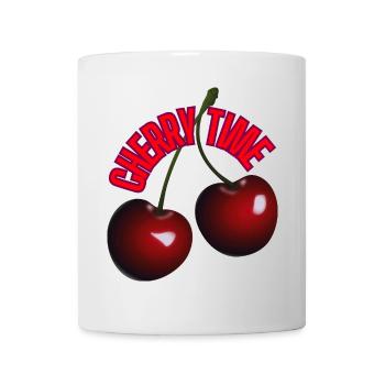 Hot 4 🍒 Kirschen und witziger Schriftzug - Tasse - Weiß - Vorne
