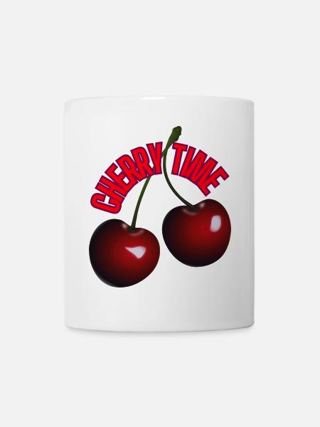 4 🍒 cerises chaudes et lettrage amusant - Mug blanc - blanc