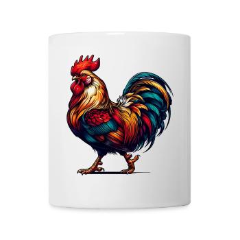 magnificent rooster in bright colors - Mug - white - Front