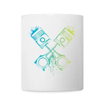 v8 Kolben Auto Flammen musclecar Motor Farben Logo - Tasse - Weiß - Vorne