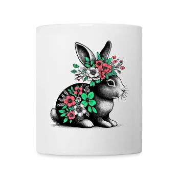 Rabbit with Flowers - Mug - white - Front