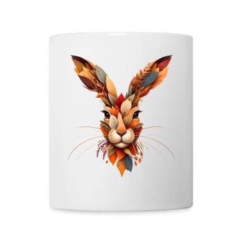 Un lapin, conçu à partir de différentes feuilles - Mug blanc - blanc - Devant