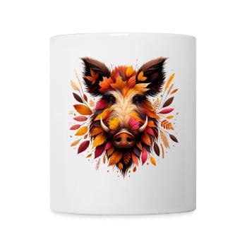 Sanglier, conçu à partir de différentes feuilles - Mug blanc - blanc - Devant