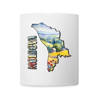 Aquarell Landkarte Moldawien - Tasse - Weiß - Vorne