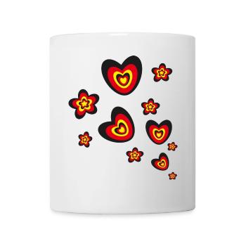 Deutschlandfarben mit vielen Herzen und Blumen. - Tasse - Weiß - Vorne