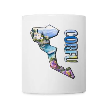Aquarell Landkarte Korfu - Tasse - Weiß - Vorne