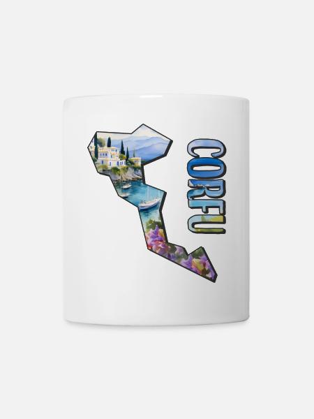 Aquarell Landkarte Korfu - Tasse - Weiß