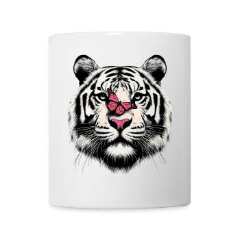 Tigre et papillon - Mug blanc - blanc - Devant