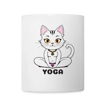 Yoga Katze im Meditativen Stil - Tasse - Weiß - Vorne