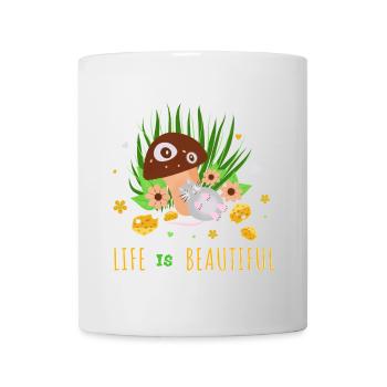 Conception fantaisiste d’un jardin de champignons et de chats - Mug blanc - blanc - Devant