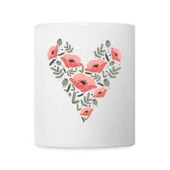 Liebesherz Mohnblumen - Tasse - Weiß - Vorne