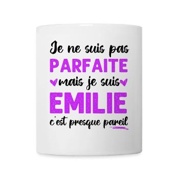 Je ne suis pas parfaite mais je suis Émilie cadeau - Mug blanc - blanc - Devant