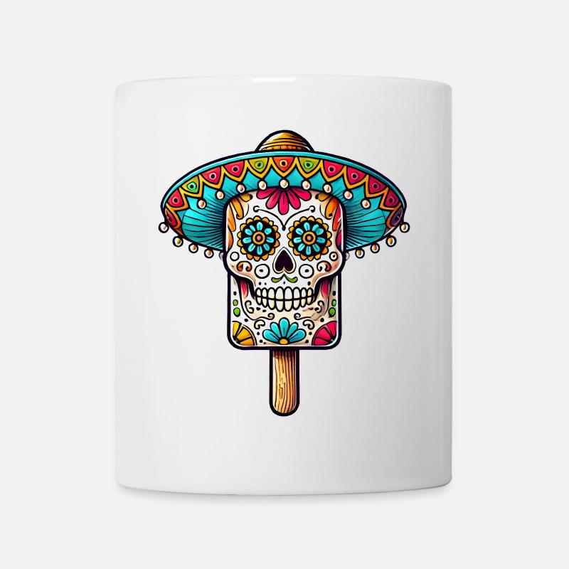 drôle de crâne motif de glace - Día de Muertos - Mug blanc - blanc