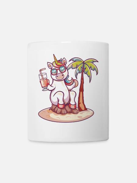 Einhorn Sommer Strand Comic - Tasse - Weiß