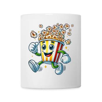 cheerful cartoon popcorn motif for fun in the cinema - Mug - white - Front