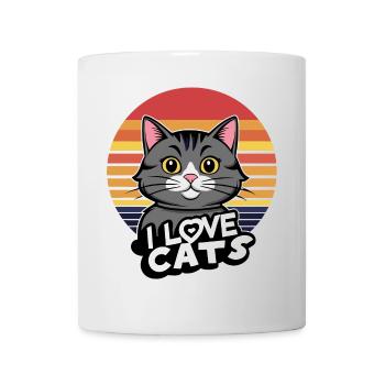 Ich liebe Katzen - Tasse - Weiß - Vorne