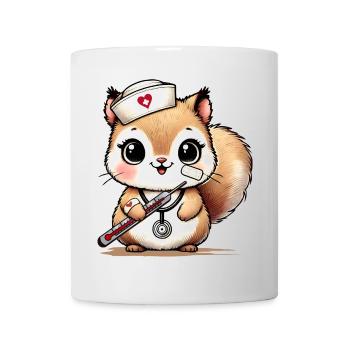 Bezauberndes Eichhörnchen als Krankenschwester - Tasse - Weiß - Vorne