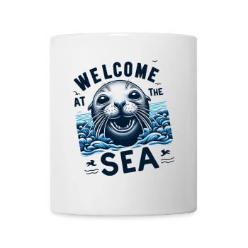 Seerobbe willkommen am Meer welcome at the sea - Tasse - Weiß - Vorne