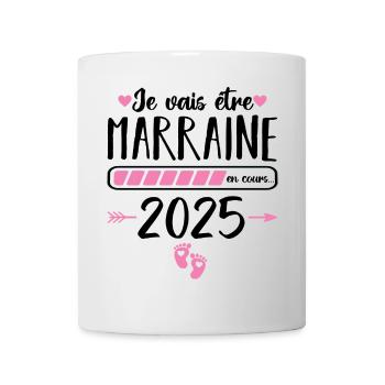 Je vais être marraine en 2025 cadeau marraine 2025 - Mug blanc - blanc - Devant