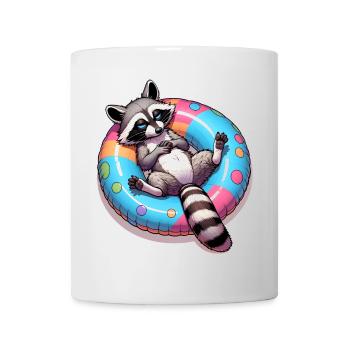 Ein relaxter Waschbär auf einem Schwimmreifen - Tasse - Weiß - Vorne