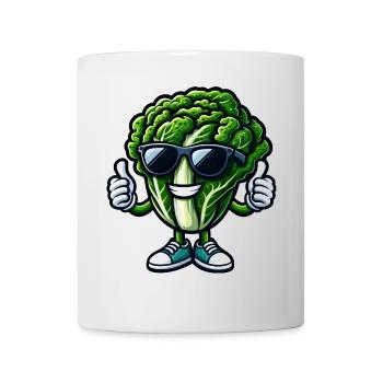 Cool vegan salad lettuce with sunglasses - Mug - white - Front