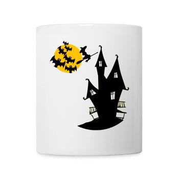 Witch's house with moon and bats - Mug - white - Front
