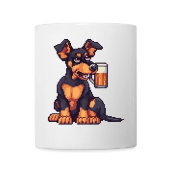Dobermann Hund Bier Pixel - Tasse - Weiß - Vorne