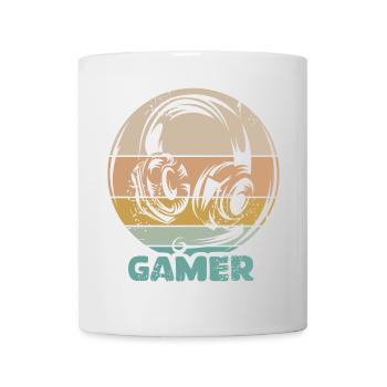 casque de jeu vintage gamer rétro logo icône - Mug blanc - blanc - Devant