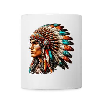 Amerikanisch, Indianer, Amerikaner - Tasse - Weiß - Vorne