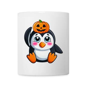 Mignon Halloween Pingouin Citrouille Dessin Animé Design - Mug blanc - blanc - Devant