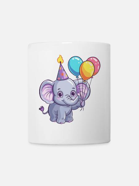 Elefant Geburtstag Comic - Tasse - Weiß