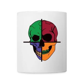Vier geteilter Skelettschädel - Tasse - Weiß - Vorne