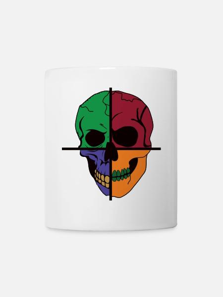 Vier geteilter Skelettschädel - Tasse - Weiß