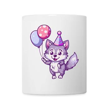 Wolf Geburtstag Comic - Tasse - Weiß - Vorne