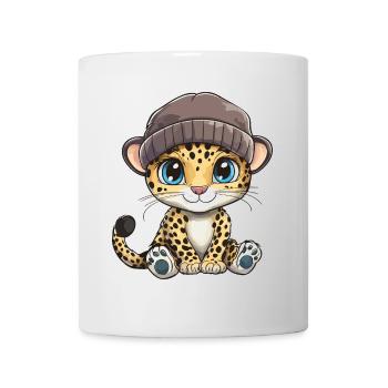 Léopard mignon mignon bébé enfants animal dessin animé - Mug blanc - blanc - Devant